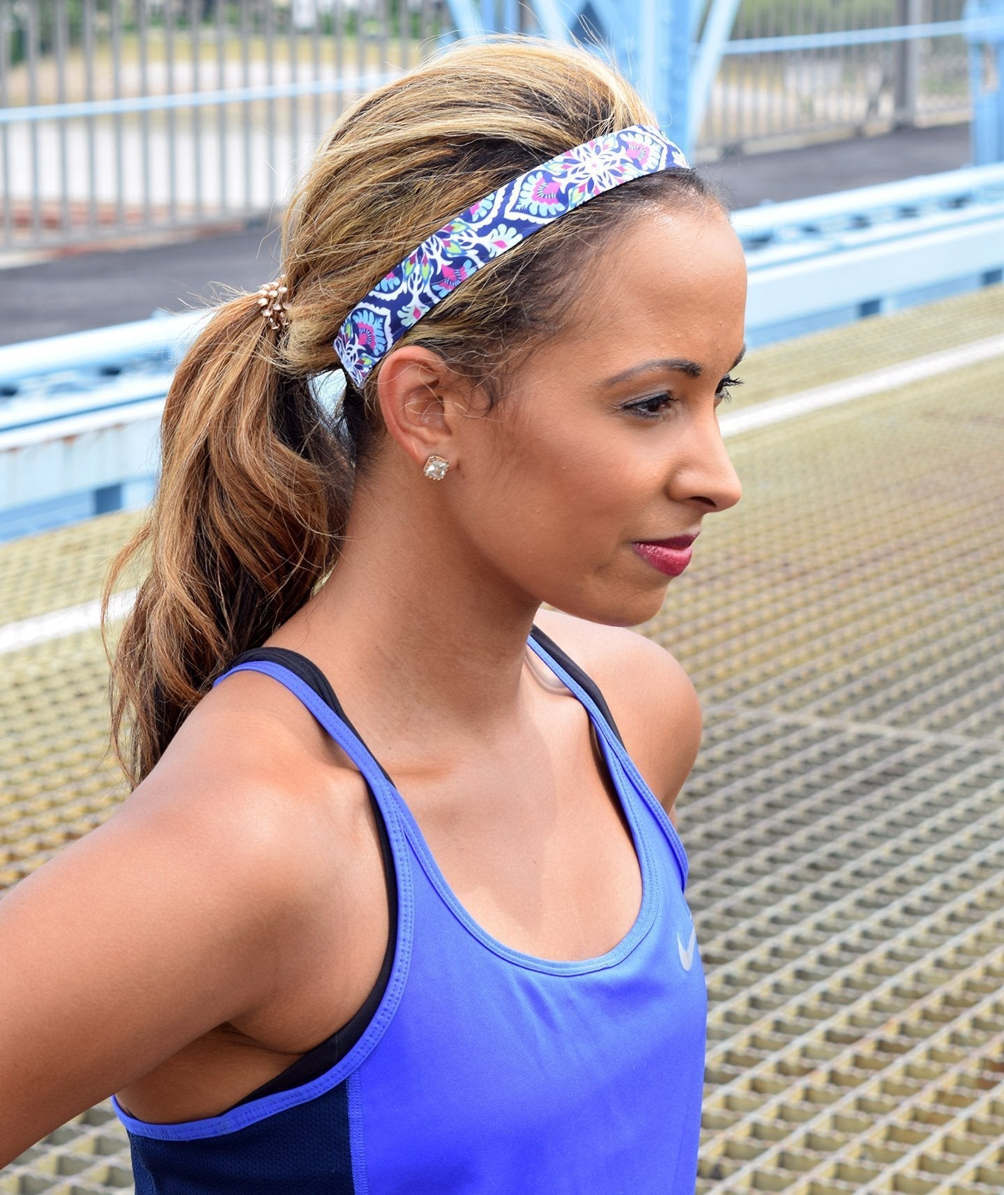 2 Pack | Fiesta Blue, Rock Solid Navy | 1 Inch Sweaty Bands Non Slip Headband