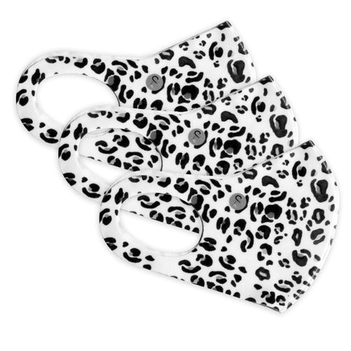 Face Mask | Extra | 3 Pack | Snow Leopard | Black Sweaty Bands Non Slip Headband