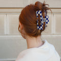 Hair Claw | Checkered | Navy, White Sweaty Bands Non Slip Headband