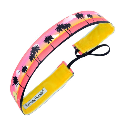 Sunset Palms | Pink, Orange | 1 Inch Sweaty Bands Non Slip Headband