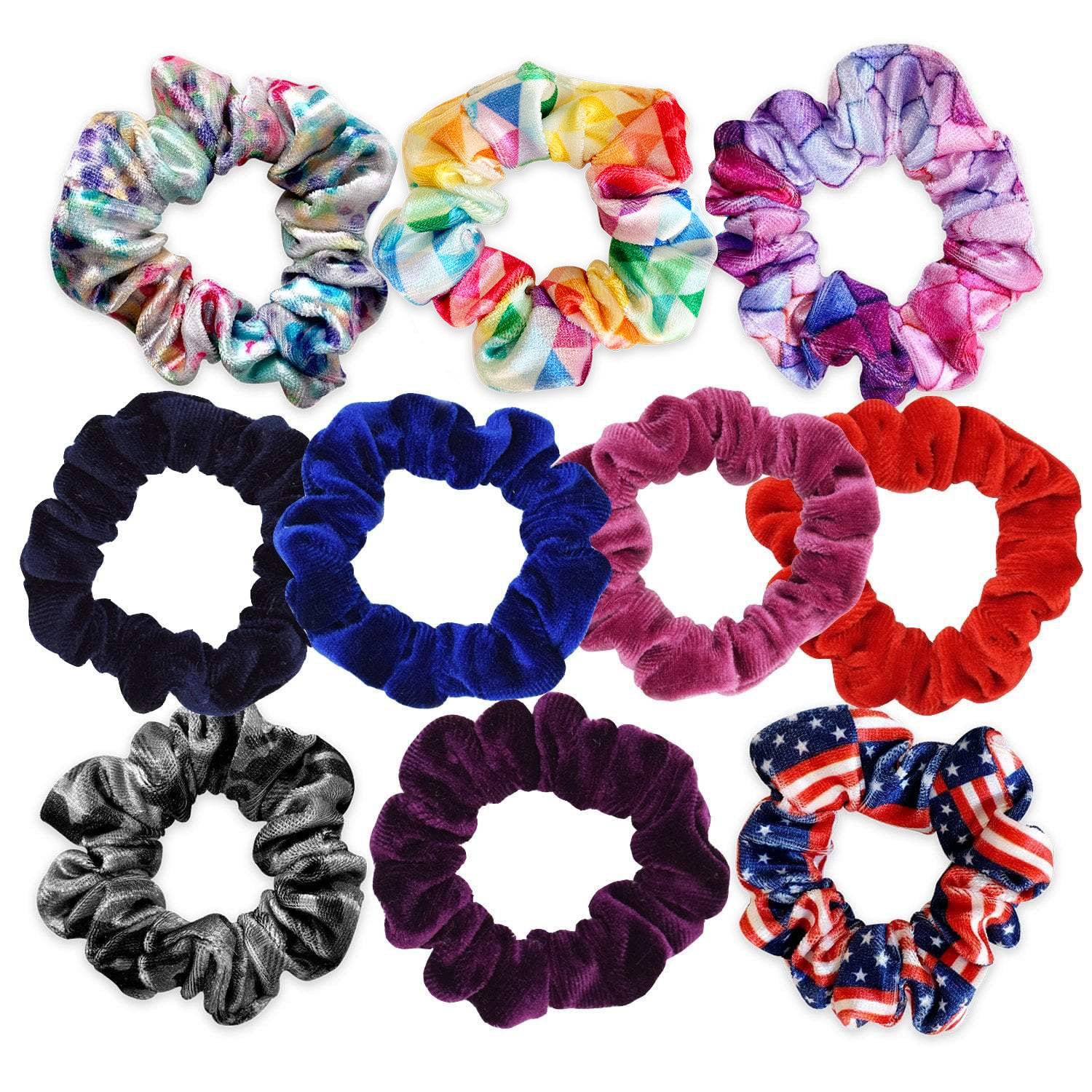 10-Pack Velvet Scrunchies Designed by Sweaty Bands