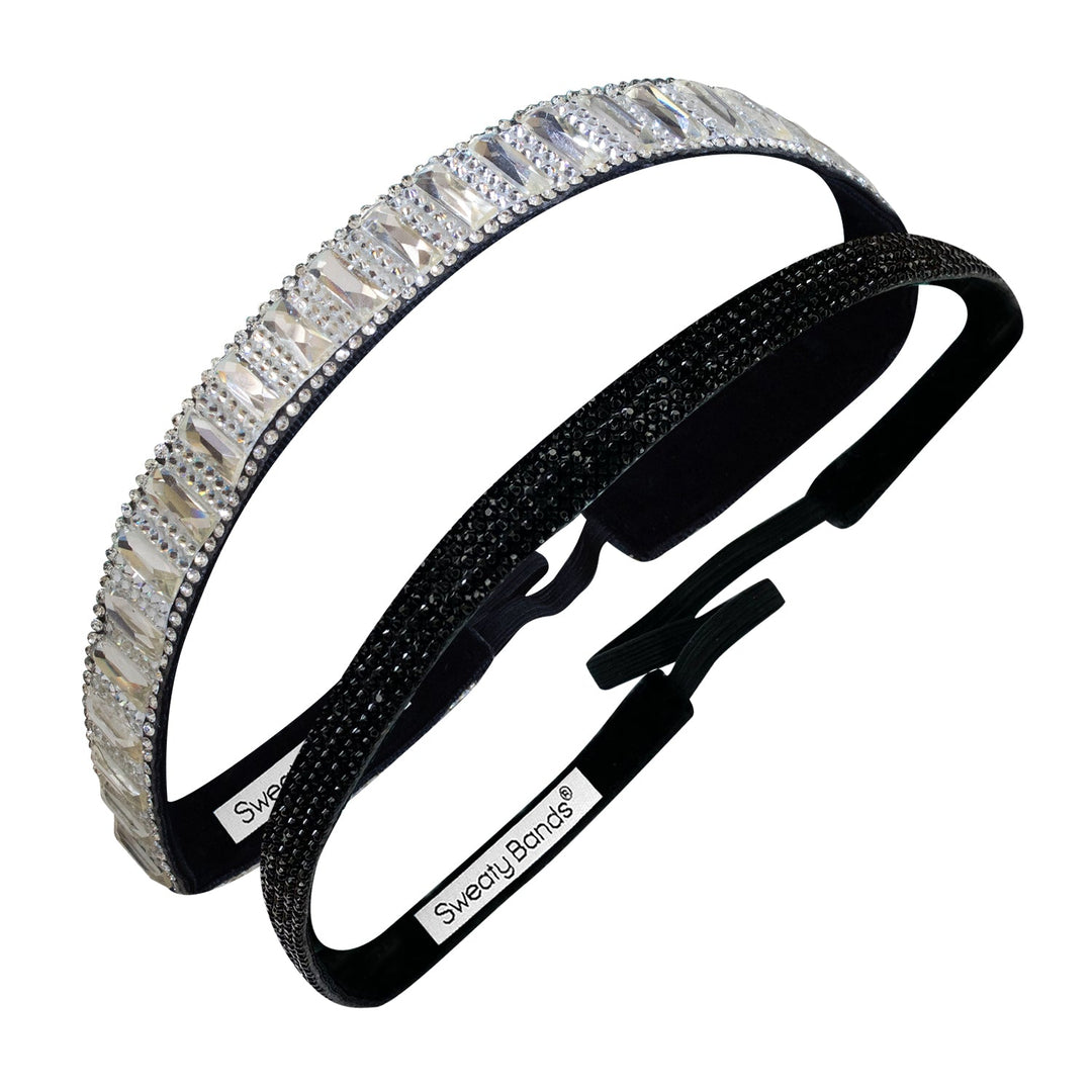 ? Luxury Silver Rhinestone Velvet Black Headband Amazon.com : HSWE Padded Rhinestone Headband Bejewelled  main image 2