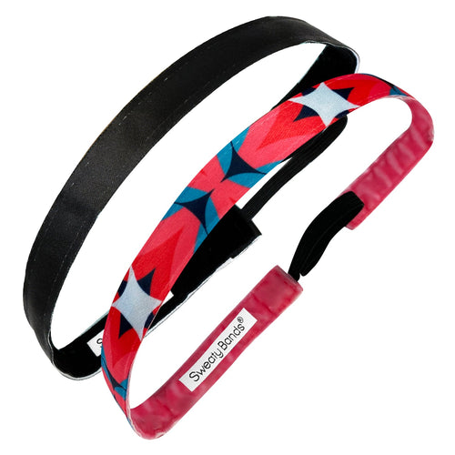 2 Pack | Burst of Energy Melon | Wicked Black | 5/8 Inch Sweaty Bands Non Slip Headband