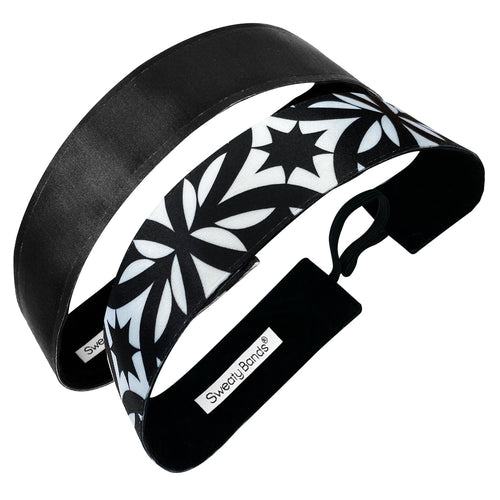 2 Pack | Burst of Energy | Wicked Black | 1.5 Inch Sweaty Bands Non Slip Headband