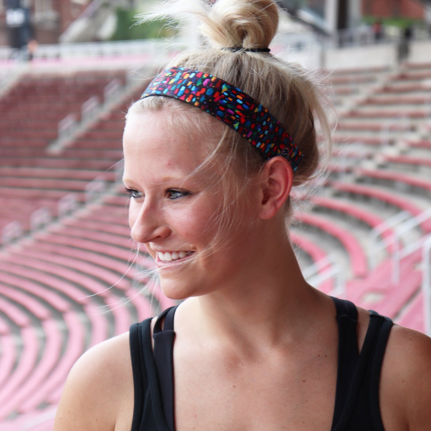 2 Pack | Confetti Multi, Wicked  Solid Black | 1.5 Inch Sweaty Bands Non Slip Headband