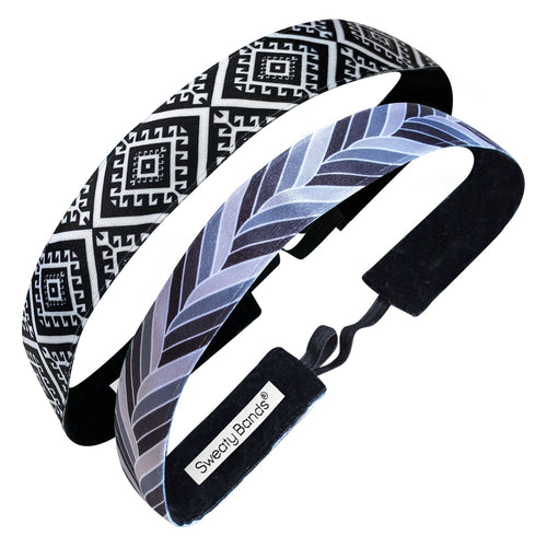 2 Pack | Right Frame of Mind Black | Sick and Twisted Black | 1 Inch Sweaty Bands Non Slip Headband