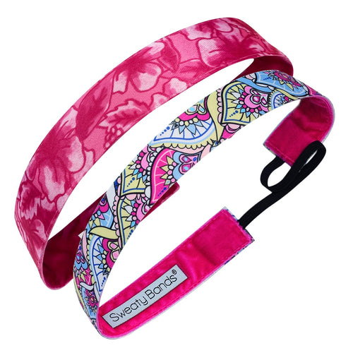 2 Pack | Weekender Fuchsia | Annual Check Up Pink | 1 Inch Sweaty Bands Non Slip Headband