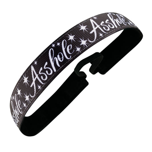 Asshole | Black, White | 1 Inch Sweaty Bands Non Slip Headband