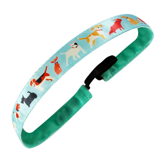 Best in Show Dogs | Light Blue, Multi | 5/8 Inch Sweaty Bands Non Slip Headband