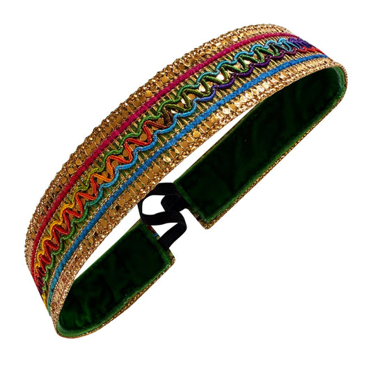 Bling | Disco Daydream | Gold, Multi | 1 Inch Sweaty Bands Non Slip Headband