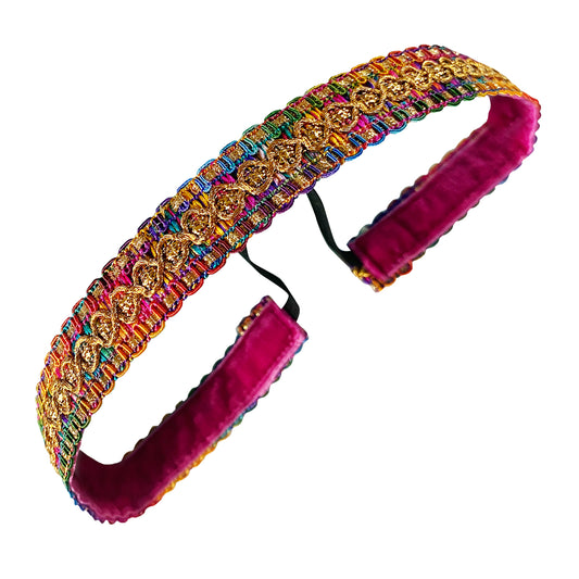 Bling | Tropic Light It's Hot | Gold, Multi | 5/8 Inch Sweaty Bands Non Slip Headband