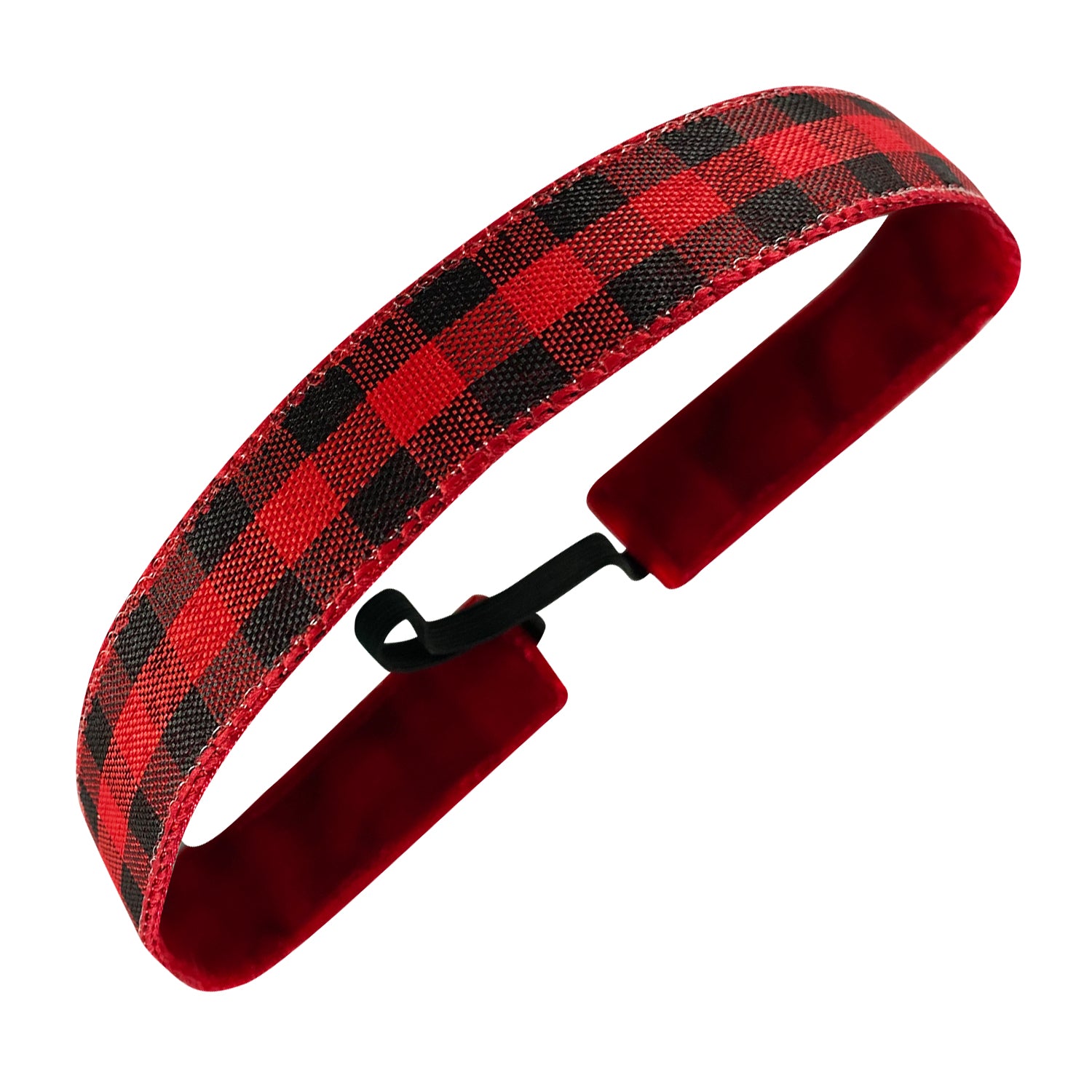 Buffalo Check | Red, Black | 1 Inch Sweaty Bands Non Slip Headband