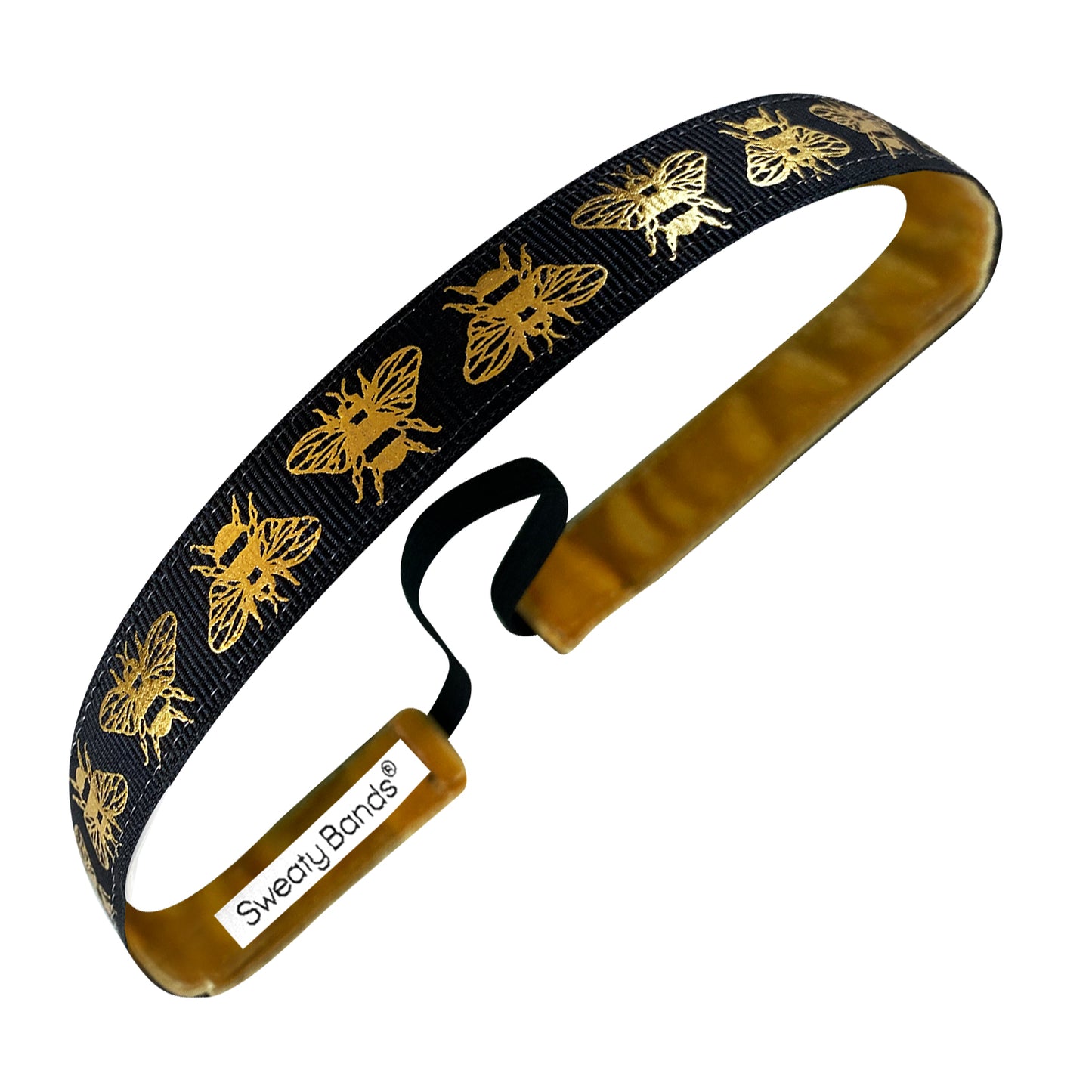 Busy Bee | Black, Gold | 5/8 Inch Sweaty Bands Non Slip Headband