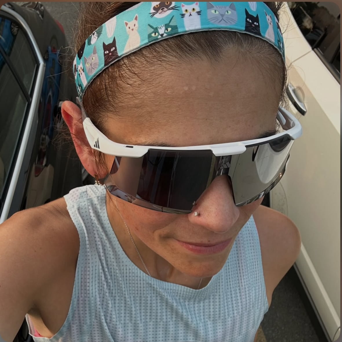 Cat Mom | Blue, Multi | 1 Inch Sweaty Bands Non Slip Headband