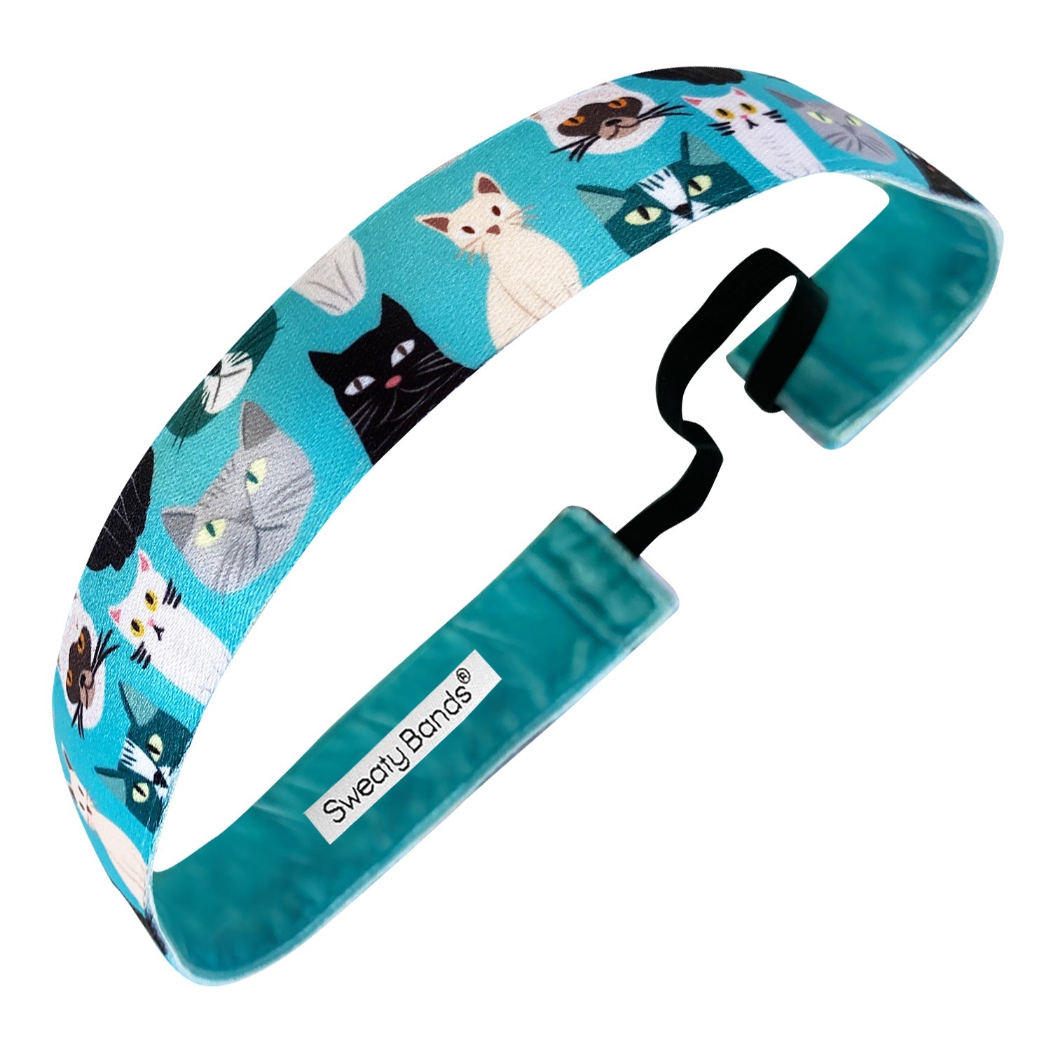 Cat Mom | Blue, Multi | 1 Inch Sweaty Bands Non Slip Headband