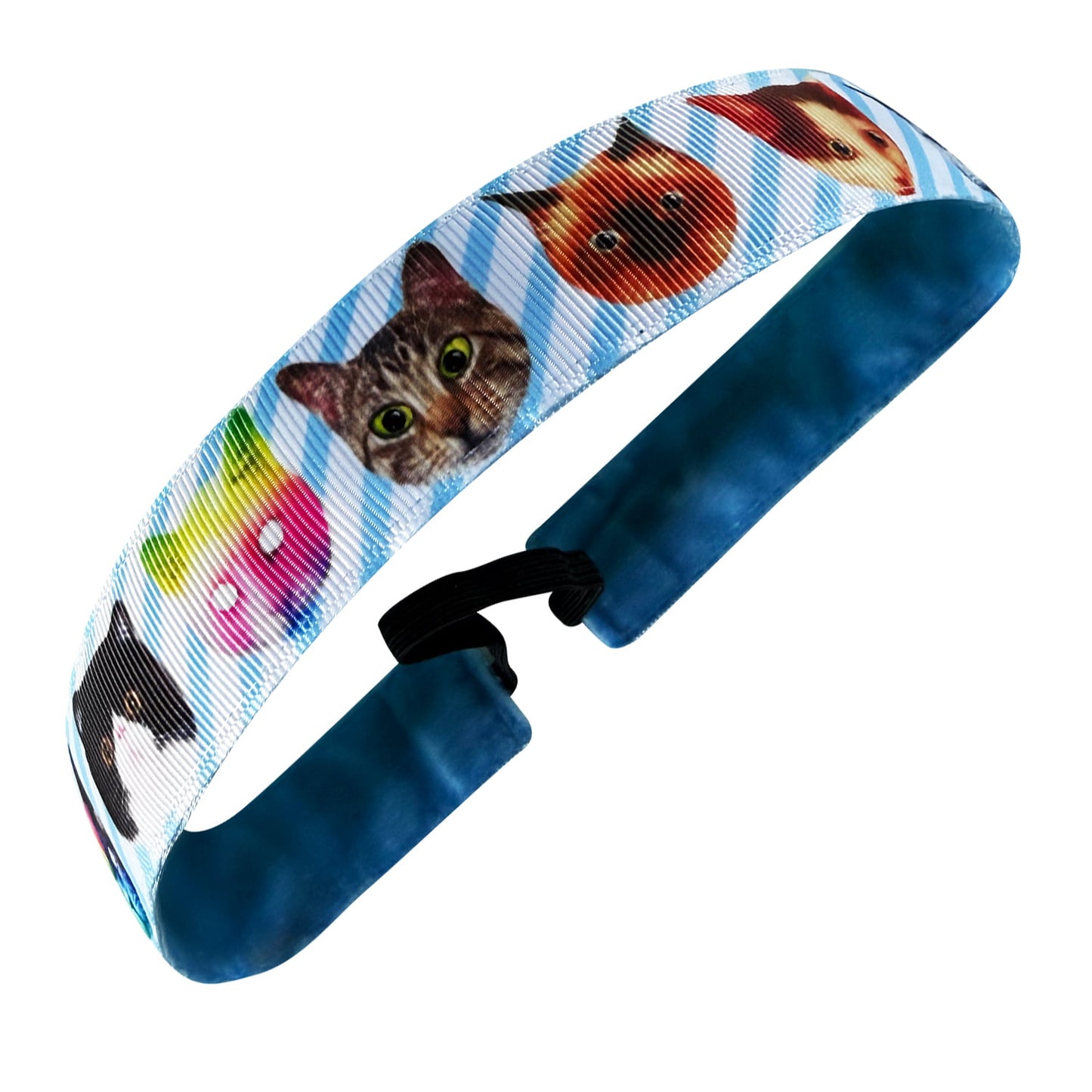 Catitude | Blue, Multi | 1 Inch Sweaty Bands Non Slip Headband
