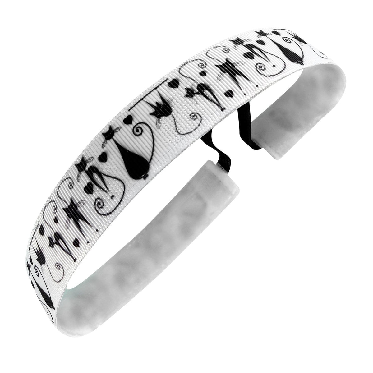 Cats on the Prowl | White, Black | 1 Inch Sweaty Bands Non Slip Headband