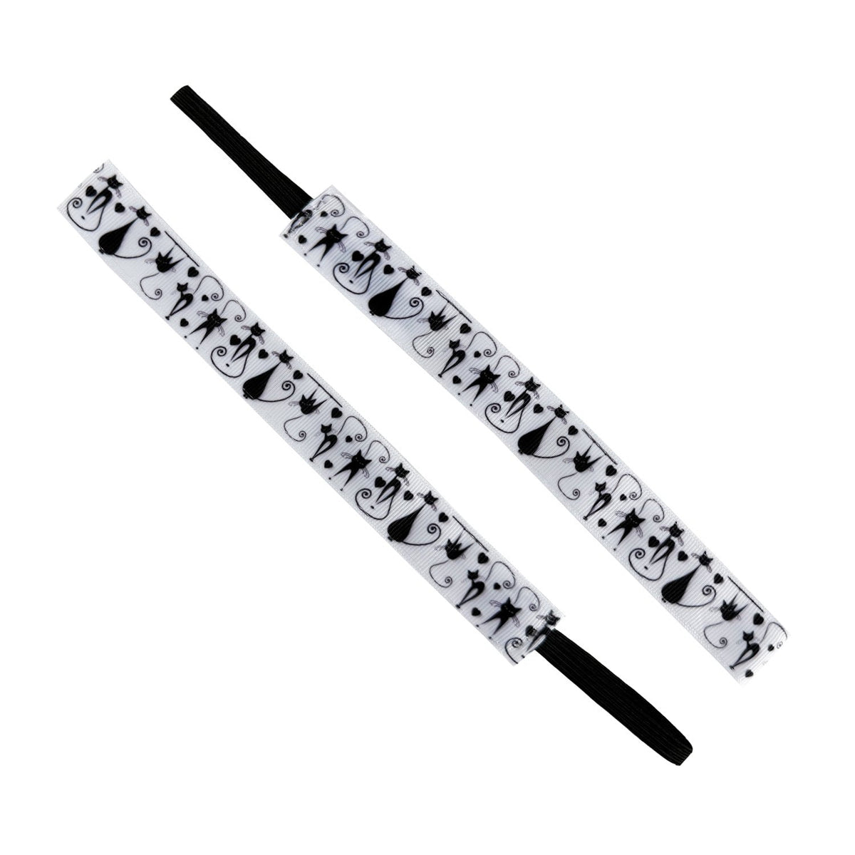 Cats on the Prowl | White, Black | 1 Inch Sweaty Bands Non Slip Headband