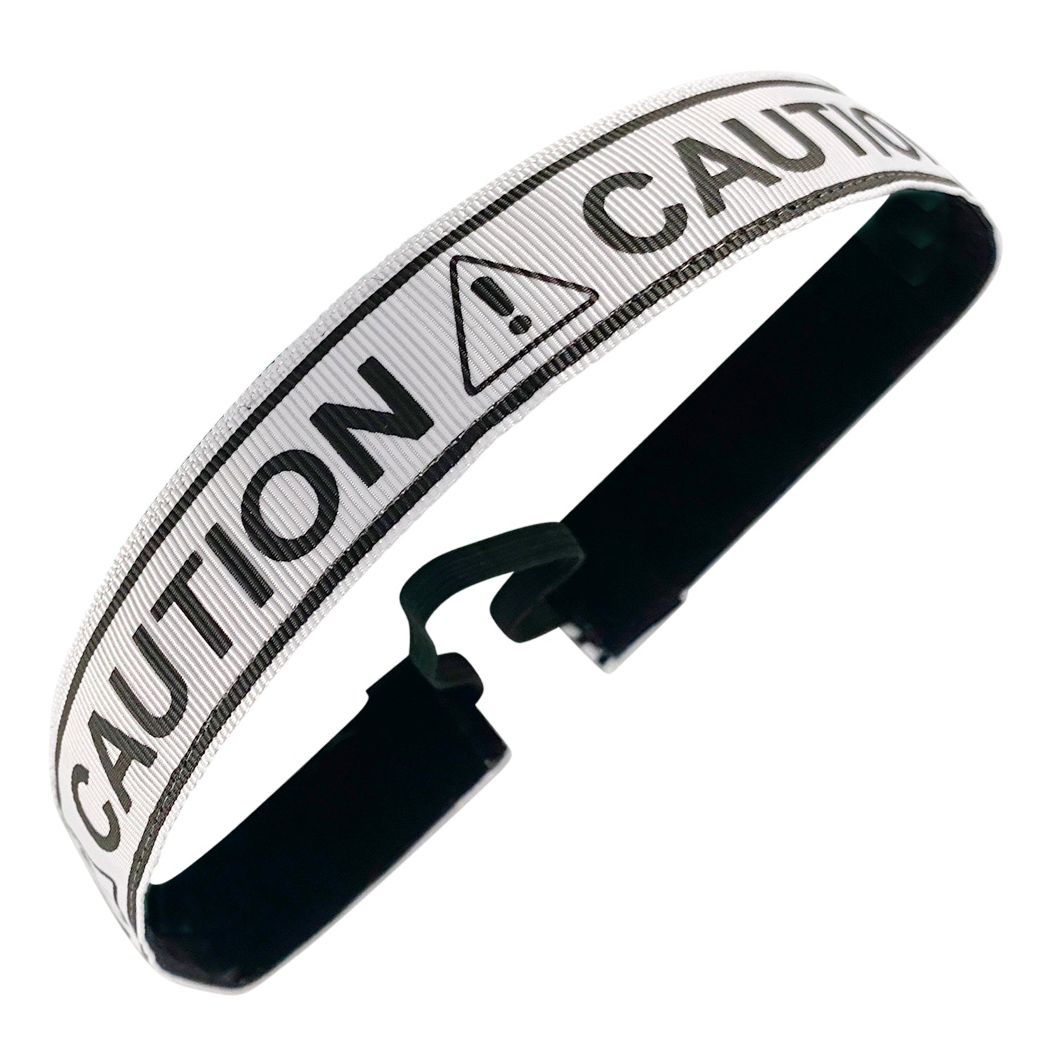 Caution | White, Black | 5/8 Inch Sweaty Bands Non Slip Headband