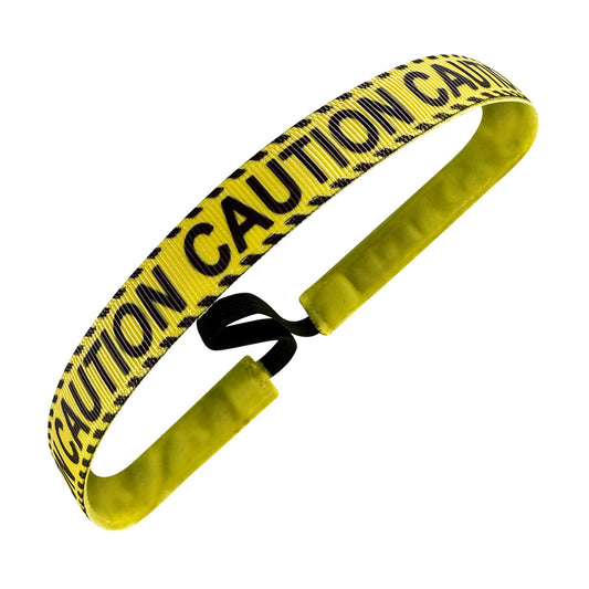 Caution | Yellow, Black | 5/8 Inch Sweaty Bands Non Slip Headband