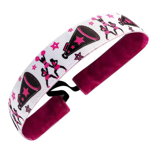 Cheer Squad Cheerleading | White, Pink, Black | 1 Inch Sweaty Bands Non Slip Headband