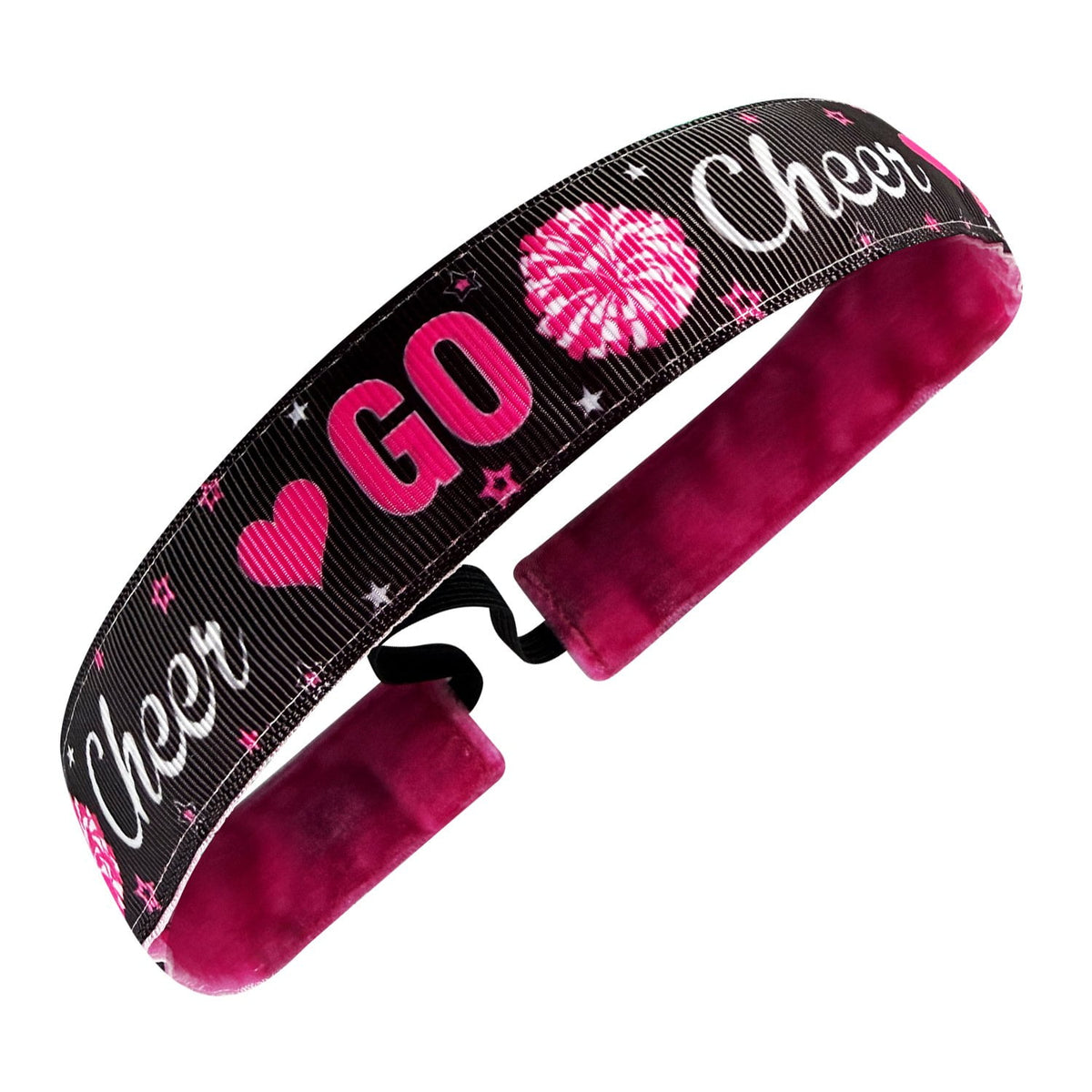 Cheer Your Heart Out Cheerleading | Pink, Black | 1 Inch Sweaty Bands Non Slip Headband