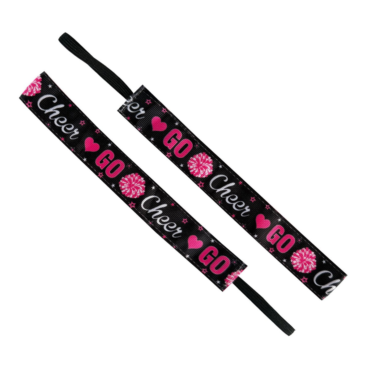 Cheer Your Heart Out Cheerleading | Pink, Black | 1 Inch Sweaty Bands Non Slip Headband