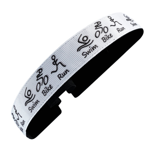Dare to Tri | White, Black | 1 Inch Sweaty Bands Non Slip Headband