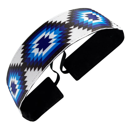 Desert Sapphire | White, Blue | 1.5 Inch Sweaty Bands Non Slip Headband