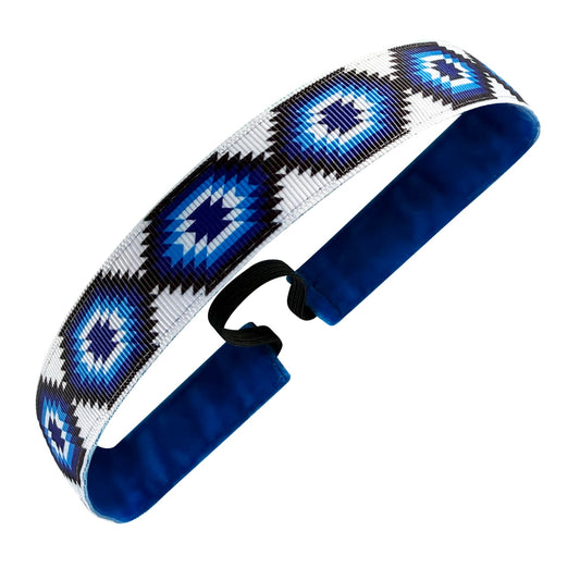 Desert Sapphire | White, Blue | 1 Inch Sweaty Bands Non Slip Headband