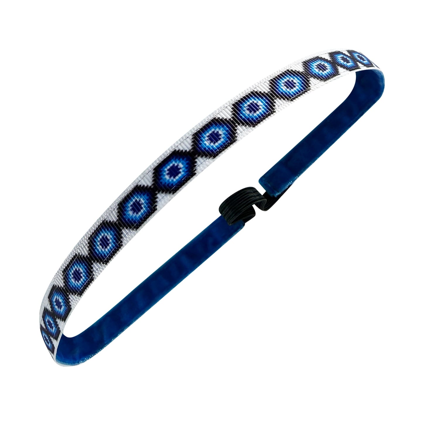 Desert Sapphire | White, Blue | 3/8 Inch Sweaty Bands Non Slip Headband
