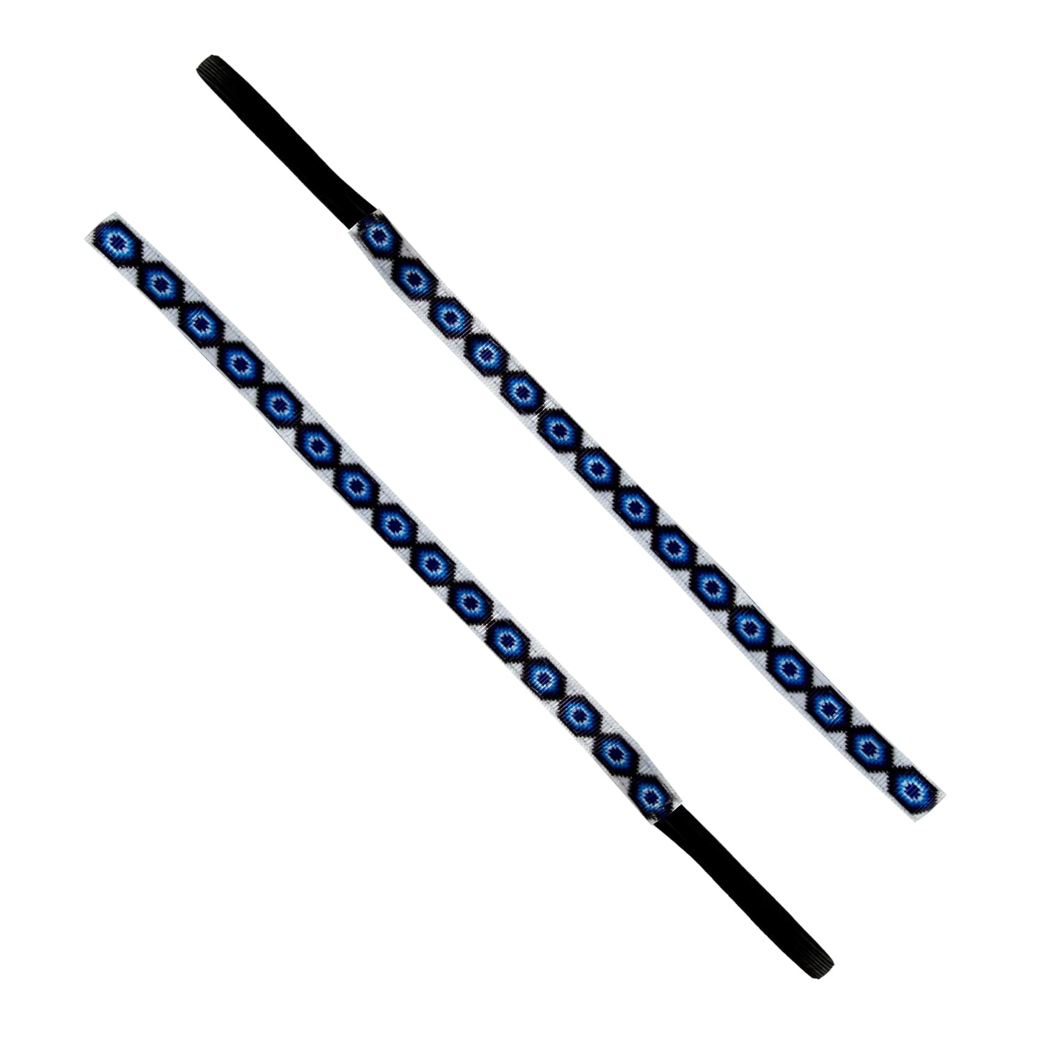Desert Sapphire | White, Blue | 3/8 Inch Sweaty Bands Non Slip Headband