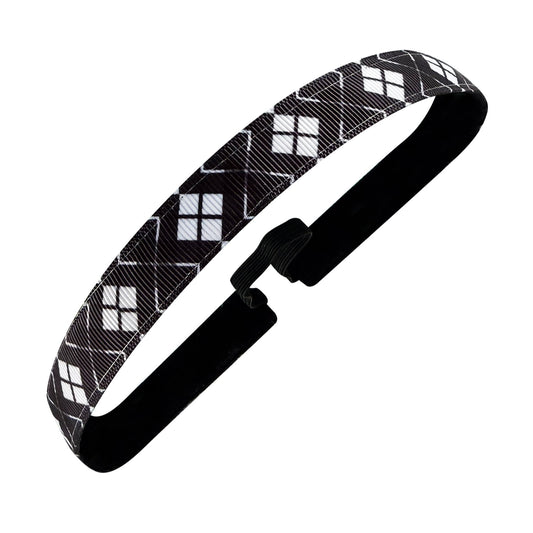 Diamond Dash | Black, White | 5/8 Inch Sweaty Bands Non Slip Headband