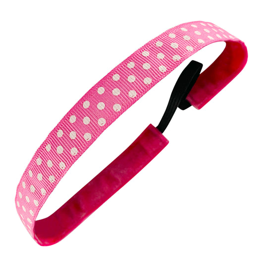 Do The Mini Polka Dots | Pink, White | 5/8 Inch Sweaty Bands Non Slip Headband