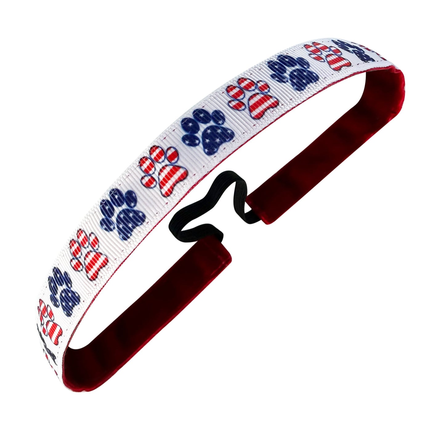Dog Paws USA | Red, White, Blue | 5/8 Inch Sweaty Bands Non Slip Headband