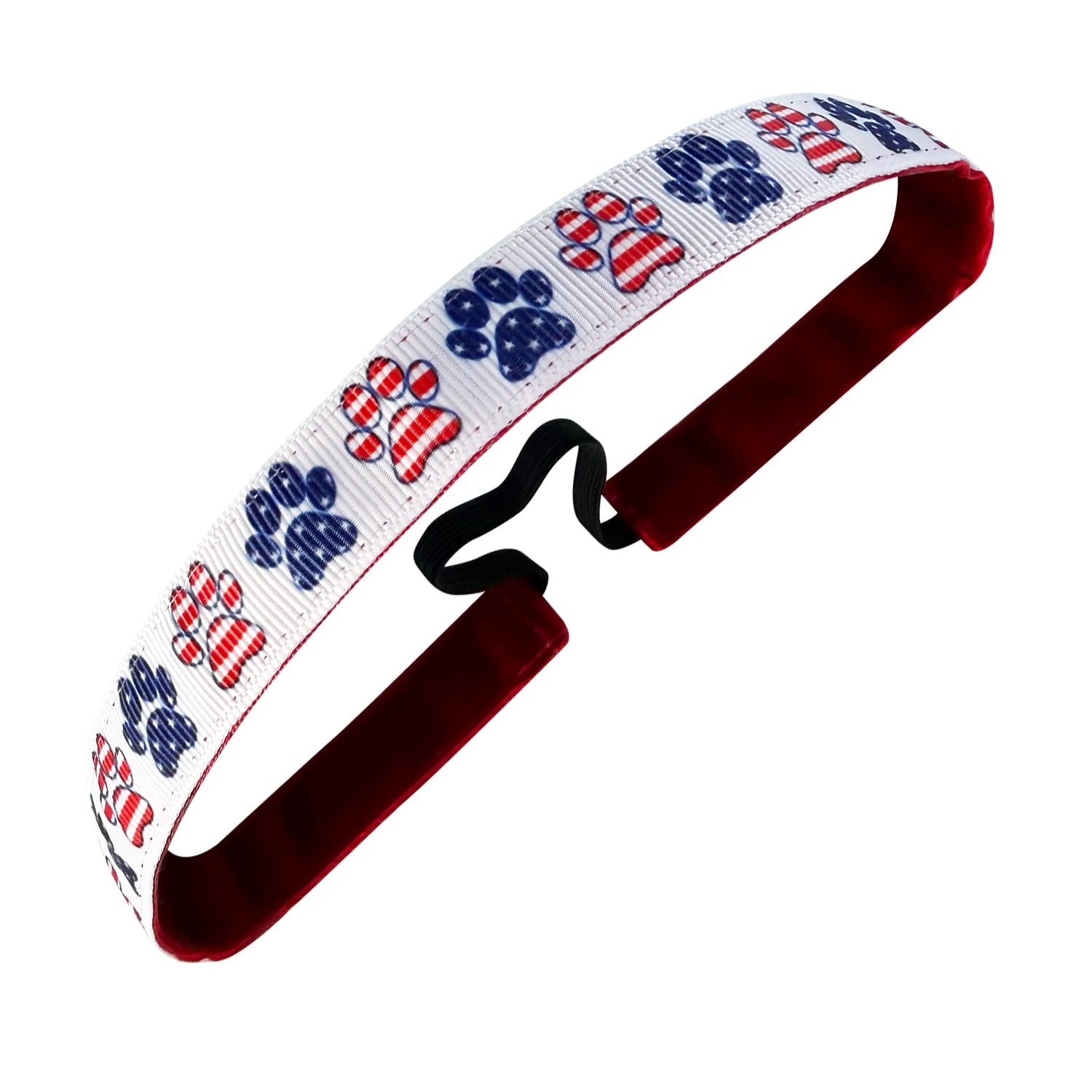 Dog Paws USA | Red, White, Blue | 5/8 Inch Sweaty Bands Non Slip Headband