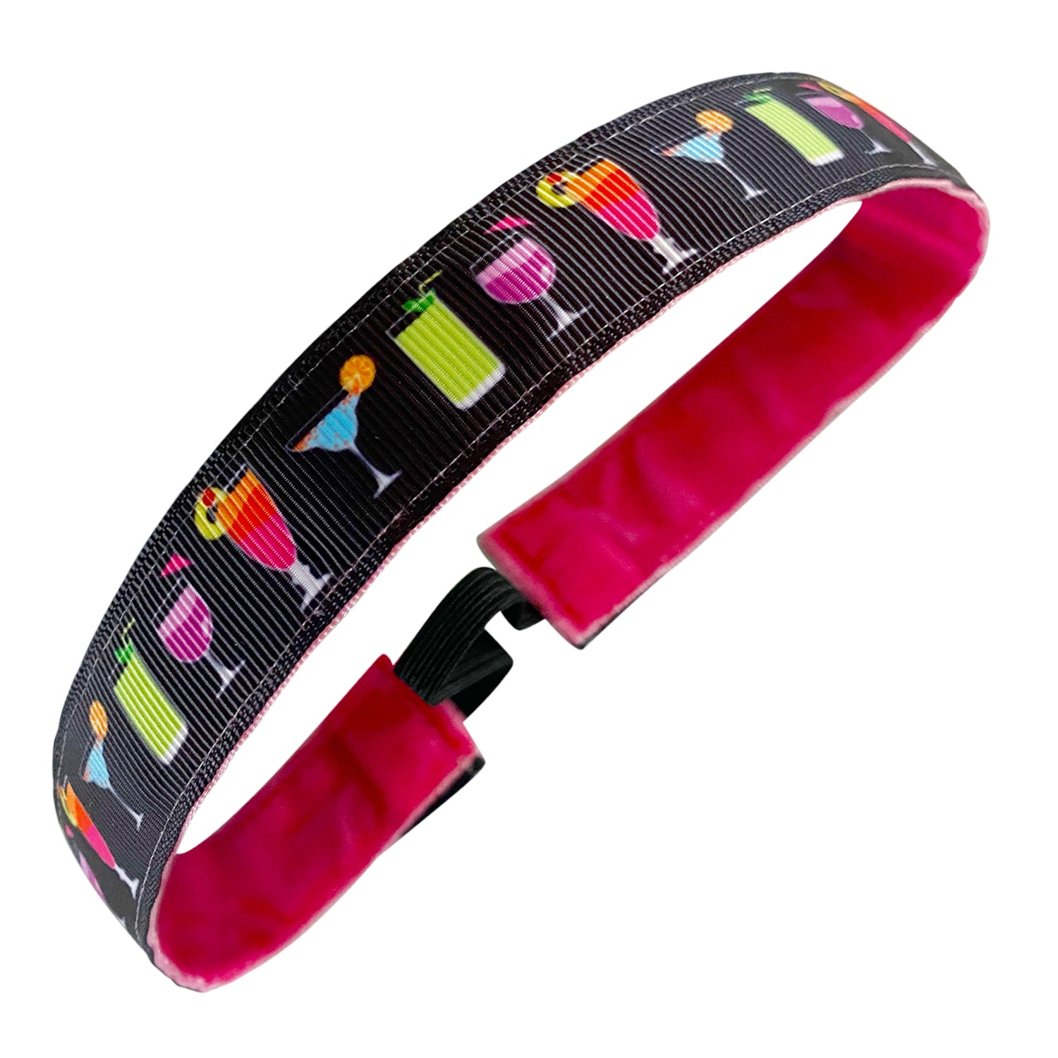 Drink Happy Thoughts | Black, Multi | 1 Inch Sweaty Bands Non Slip Headband