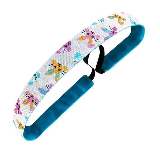 Easter | Bunny Business | White, Multi | 5/8 Inch Sweaty Bands Non Slip Headband