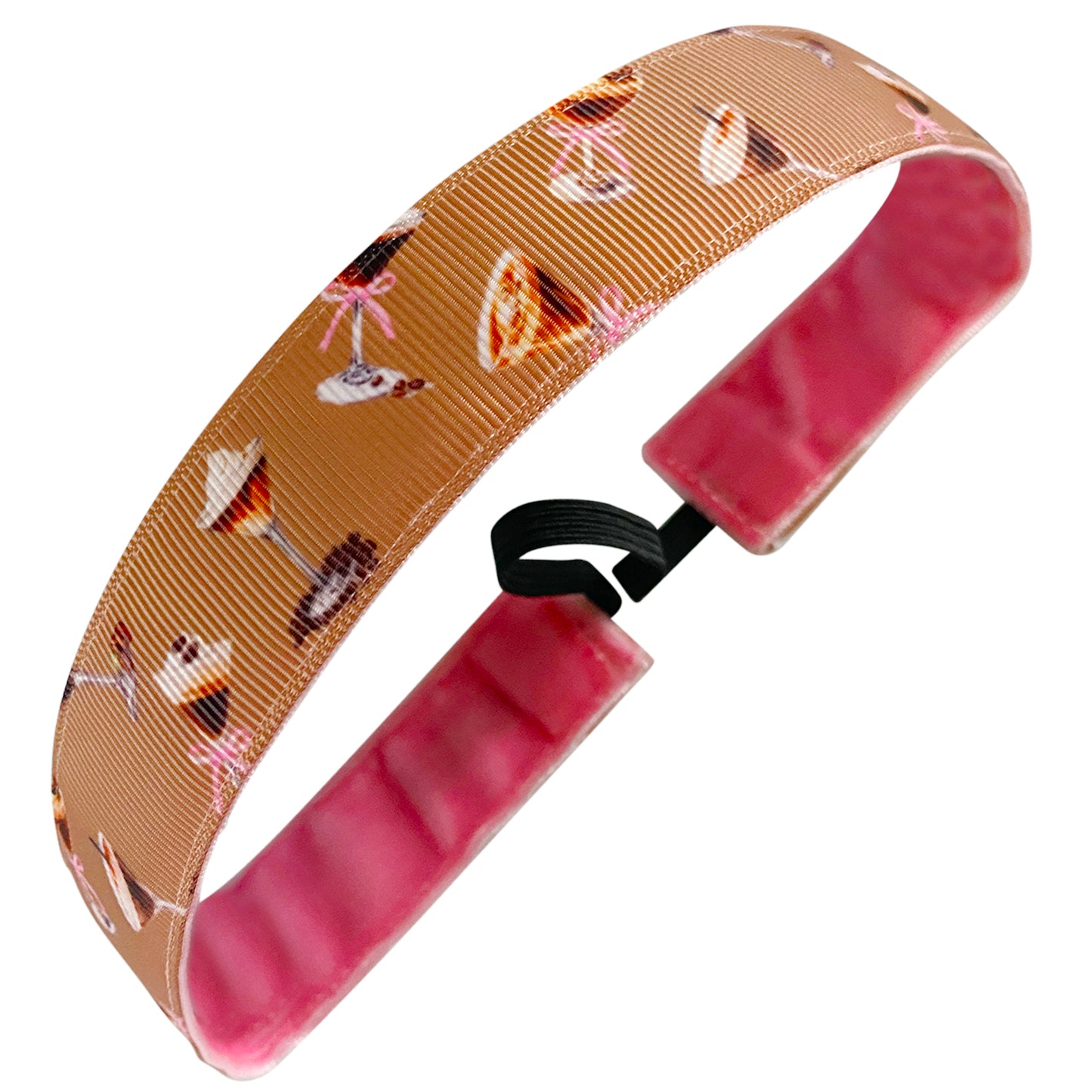 Expresso Yourself Martini | Brown, Pink | 1 Inch Sweaty Bands Non Slip Headband