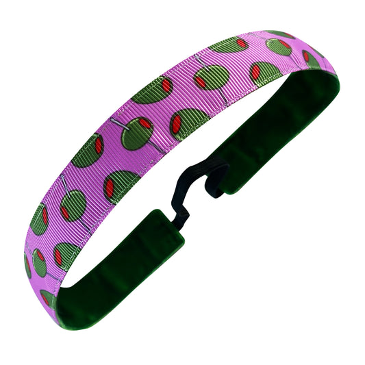 Extra Dirty Olives | Pink, Green | 1 Inch Sweaty Bands Non Slip Headband