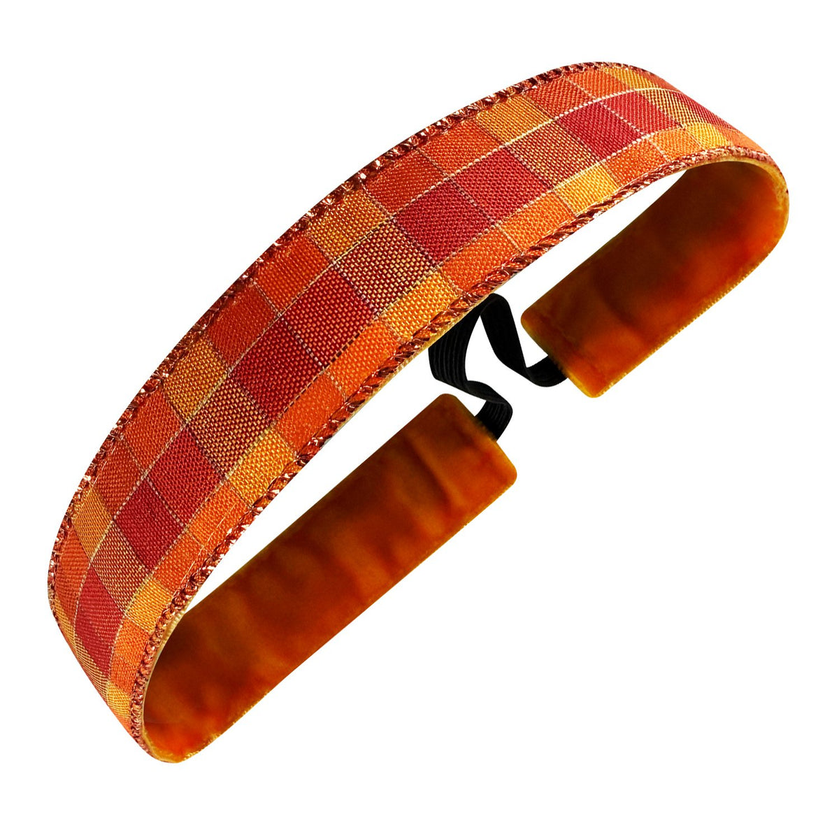 Fall Plaid Glitter Rush | Orange, Red |  1 Inch Sweaty Bands Non Slip Headband