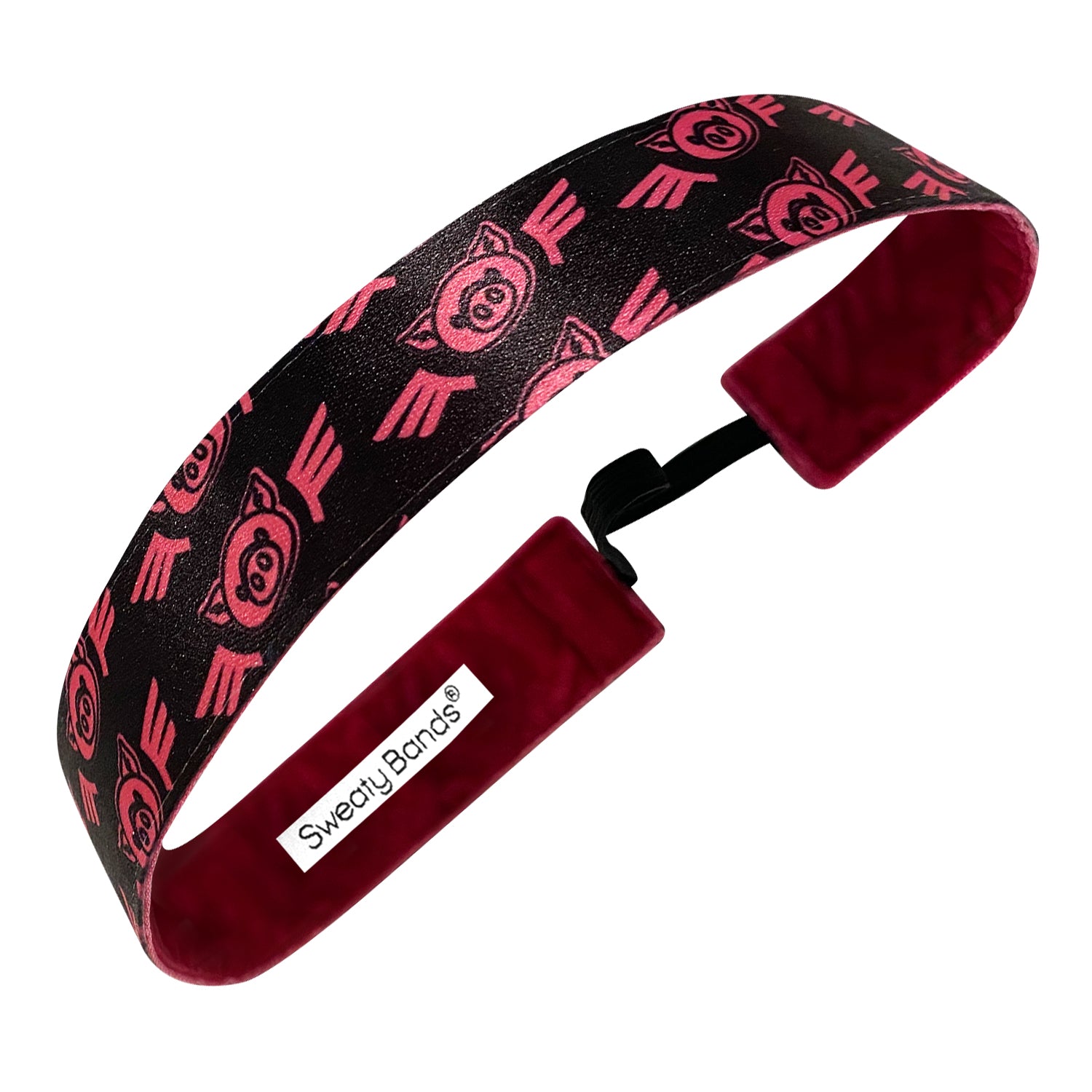 Flying Pig | 2025 | Pink, Black | 1 Inch Sweaty Bands Non Slip Headband