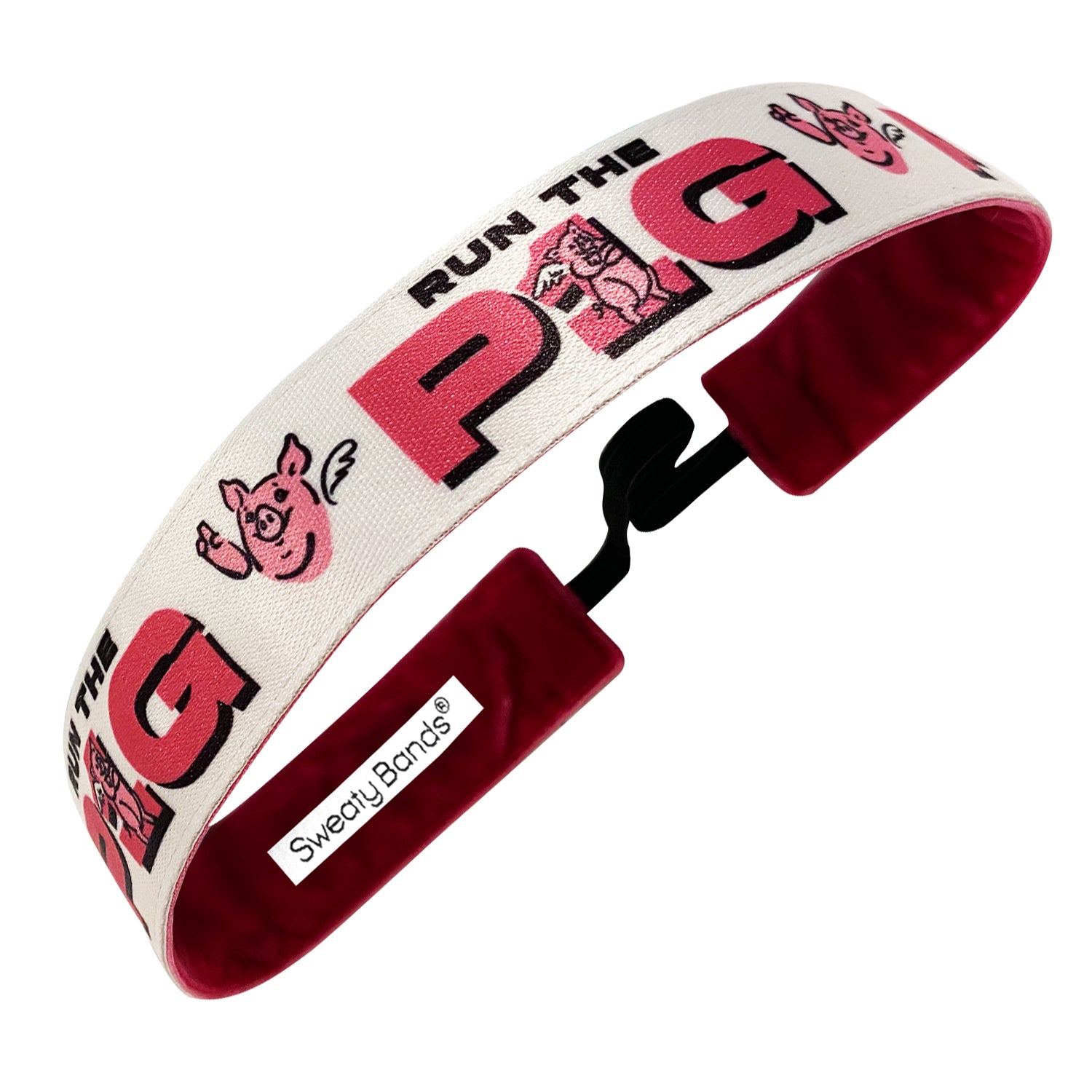 Flying Pig | Run the Pig | White | 1 Inch Sweaty Bands Non Slip Headband