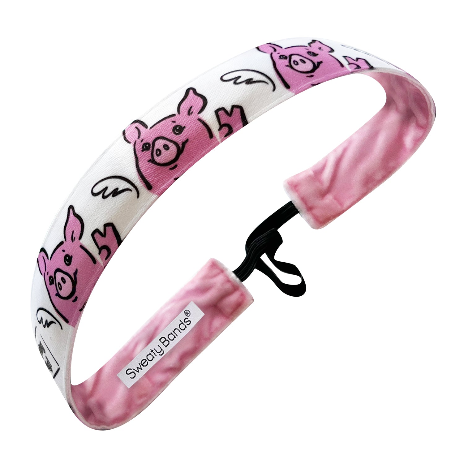 Flying Pigs | White | 1 Inch Sweaty Bands Non Slip Headband