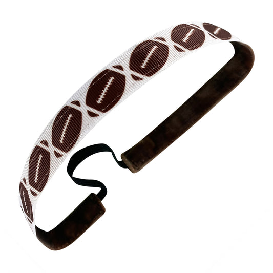 Football Fever | White, Brown | 3/4 Inch Sweaty Bands Non Slip Headband