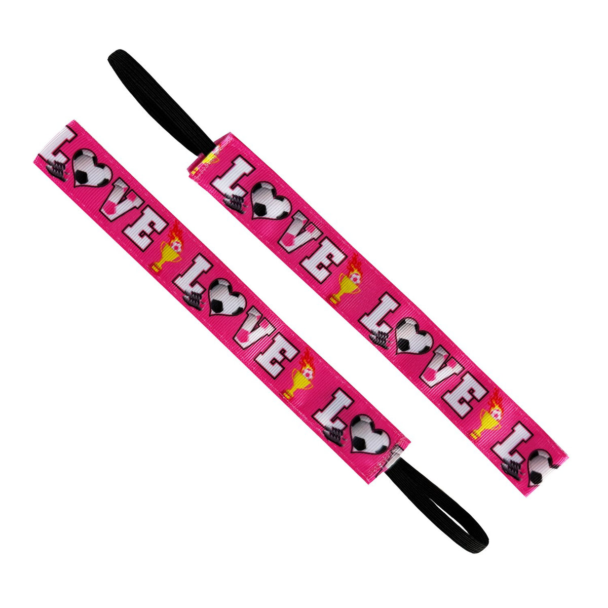For The Love of Soccer | Pink, White | 1 Inch Sweaty Bands Non Slip Headband