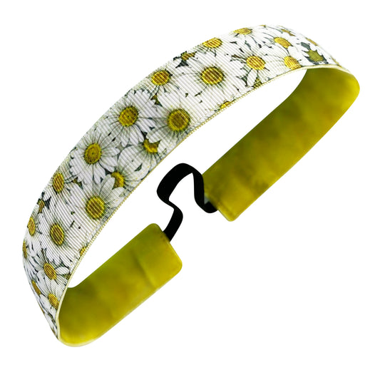 Fresh as a Daisy | White, Yellow | 1 Inch Sweaty Bands Non Slip Headband