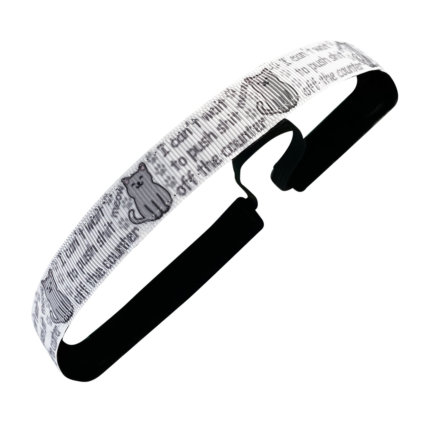 Frisky Kitty | White, Grey | 5/8 Inch Sweaty Bands Non Slip Headband