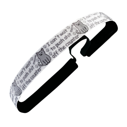 Frisky Kitty | White, Grey | 5/8 Inch Sweaty Bands Non Slip Headband