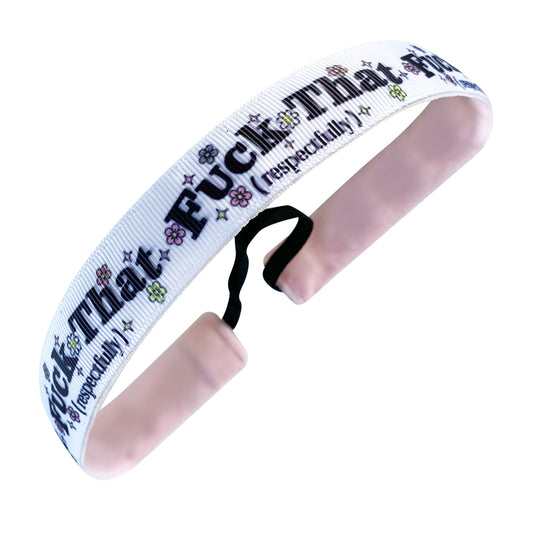 Fuck That | White, Black | 1 Inch Sweaty Bands Non Slip Headband